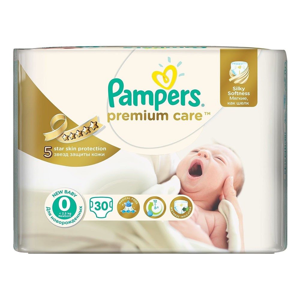 Pampers Premium Care No 0 (1-2,5 kg) 30 Τεμάχια