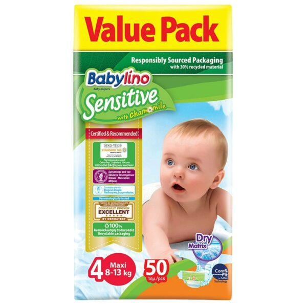 Babylino Sensitive Pants No4 (8-13Kg) Value Pack 50 Τεμάχια