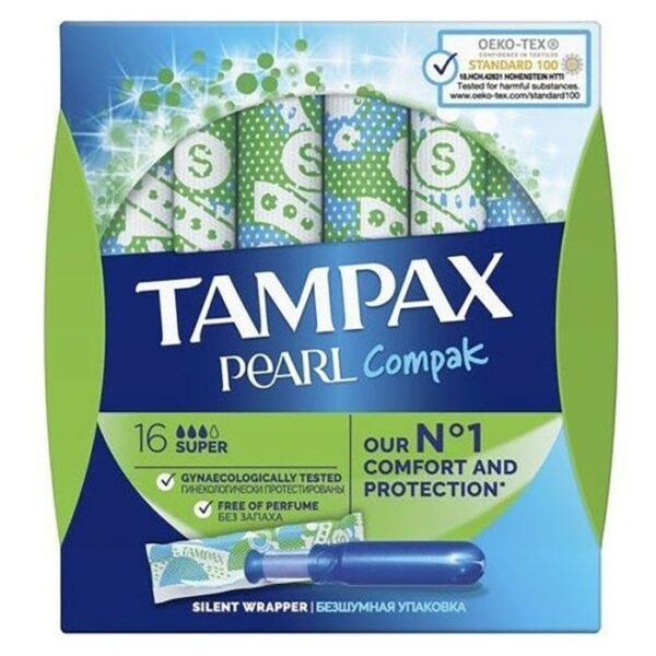 Tampax Pearl Compak Silent Wrapper Για Αυξημένη Ροή 16 Τεμάχια