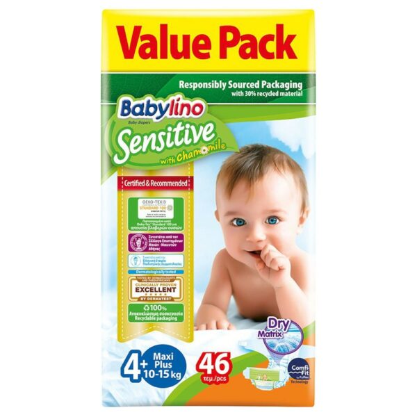 Babylino Sensitive No4+ (10-15Kg) Value Pack 46 Τεμάχια