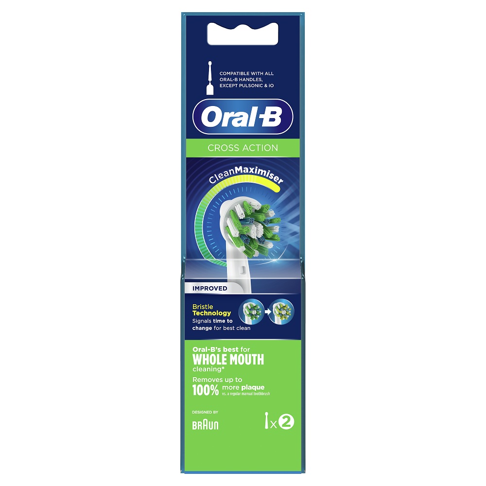 Oral-B Cross Action Clean Maximiser White (1×2) Τεμάχια ανταλακτικά