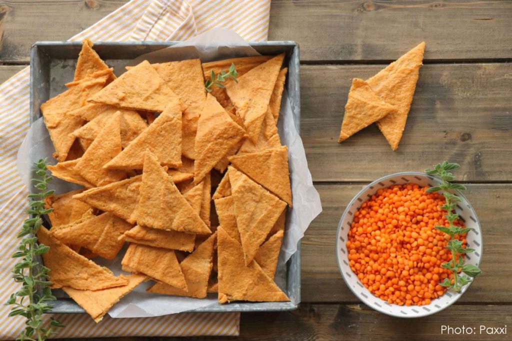 Πρωτεϊνούχα chips κόκκινης φακής