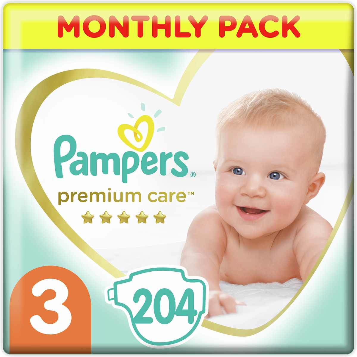 Pampers Premium Care No3(5-9kg) Monthly Pack 204 τμχ
