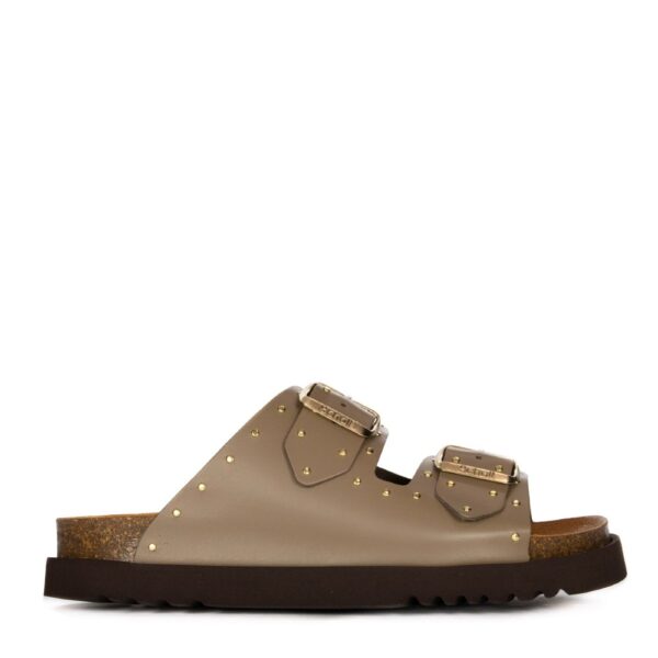 Scholl Beatriz Leather+Studs Womens Σανδάλι Γυναικείο Taupe F306131062