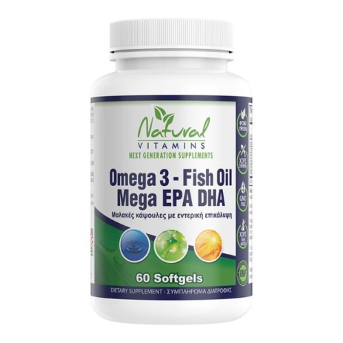 Natural Vitamins Omega 3 Enteric Coated Fish Oil 60caps