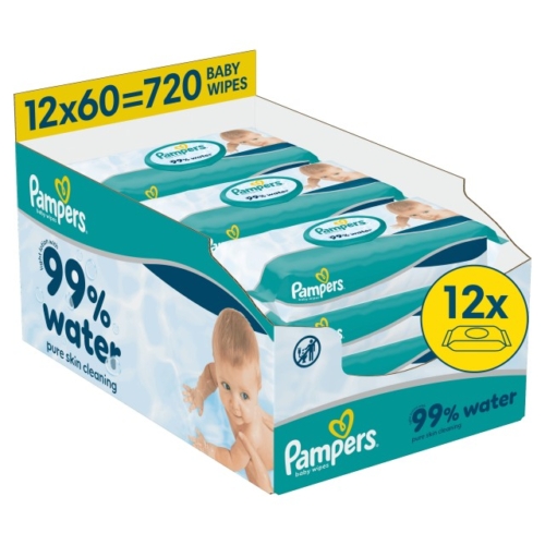 Pampers Μωρομάντηλα με 99% Νερό, χωρίς Οινόπνευμα & Parabens 18x60τμχ