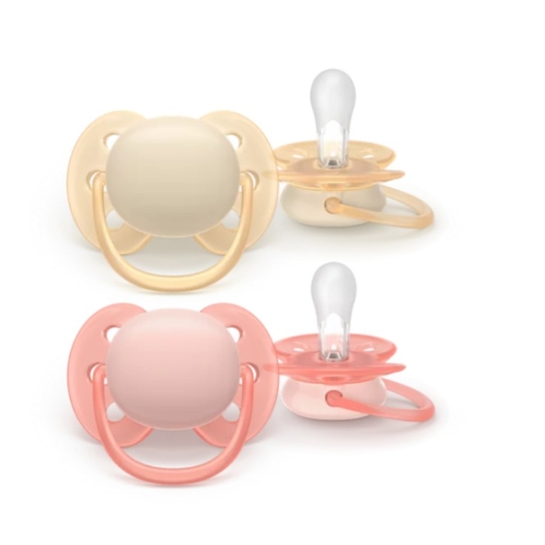 Philips Avent Πιπίλα Σιλικόνης Ultra Soft Ροζ/Κιτρινο 2 pcs, 0-6 Μηνών