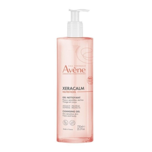 Avene Xeracalm Nutrition Cleansing Gel, αφρίζον θρεπτικό τζελ καθαρισμού για πρόσωπο και σώμα για το ξηρό έως πολύ ξηρό δέρμα 750ml